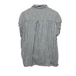 Orvis Womens Linen Blend Button Top L Blue White Striped Coastal Beachy Travel Photo 1