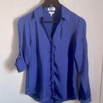 EXPRESS Women’s Portofino Slim Fit Long Sleeve Button Up Notch Neck Satin Blouse Photo 9