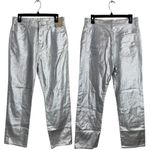 Madewell The 90s Straight Denim Jean Women's 29 Silver Foil Metallic Rigid NWT Photo 3