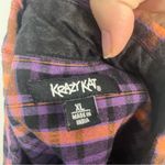 Krazy Kat  Halloween Button Up Shirt Sz XL Plaid Velvet Rhinestone Detail Bats Photo 5