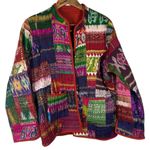 Unbranded Reversible Quilted Button Up Coat Sz L/XL Patchwork Artsy Boho Hippie Orange Size L Photo 0