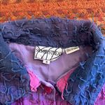 VTG BLUE PINK PLAID BUTTON UP SQUIGGLY FUZZY Photo 3