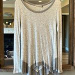 B.Original  Heather Gray Speckled Top Flowy Ruffle Hem Womens Medium Photo 0