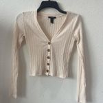Forever 21  Cream Ribbed Cropped Cardigan Sweater Size S  Photo 0