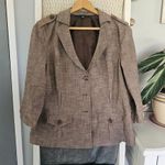 Harvé Benard Harve Benard Cropped Blazer – Brown, Size Large (Belt Missing) Photo 0