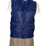 VINTAGE Vest 70s Style By Martini Navy Blue Snap Front Pockets Size Small Photo 0