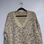 Pink Lily Tan Leopard Print Distressed Sweater Sz M Photo 2