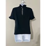 Alice & Trixie  Black‎ Ruffle Neck Top Short Sleeve Blouse Womens XS Photo 3