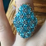 Natural Blue Apatite Sterling Silver Cocktail Ring Size 7 Photo 0