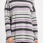 Talbots T by  Purple Gray Stripe Long Sleeve Sweatshirt XL 100% Cotton Athleisure Photo 0