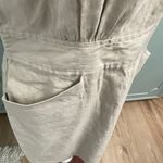 Theory Linen Blend Dress Womens Size 8 Cap Sleeve Oatmeal Party Casual Event Photo 3