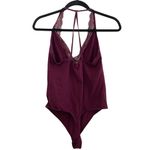 Express One Eleven Bodysuit Lace Trim Halter Top Sleeveless Burgundy M Going Out Purple Size M Photo 3