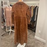 Mizzi Vintage 80s Suede Duster Trench Whipstitch Brown Leather Coat Jacket Photo 4