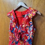 Saloni Cece Sleeveless Ruffle Silk Tiered Floral Print Red Mini Dress 2 Photo 7