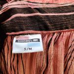 Shoreline Coral & Brown Abstract Stiped Gauze Swing Sleeveless Dress Size S/M Photo 4