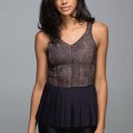 Lululemon Womens Top Brown Black City Tank Peplum V Neck Pleated Embellished 4 Photo 0