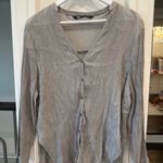 ZARA  Metallic Crinkle Oversized Button Down Blouse – Size XS Photo 1