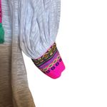 Pitusa Tunic Top Standard Multicolor Colorful Boho Cuffs Tasseled Artsy Resort Size L Photo 4