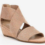 Eileen Fisher Kes Perforated Suede Wedge Sandal in Tan/Nude, Size 7.5 Photo 0