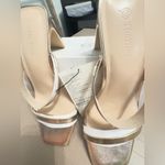 NWT THE DROP Women's Avery Square Toe Two Strap High Heeled Sandal Size 9 Gold Photo 4