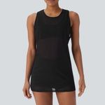 Halara NWT Sheer Round Neck Mesh Longline Running Tank Top Sz XL black Photo 4