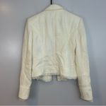 Cache  Ivory Metallic Rhinestone Button Fringe/Tweed Jacket Size 10 Photo 8