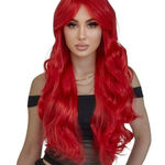 24 Inches Long Ruby Red Synthetic Wig For Women Photo 0