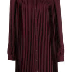 Garnet Hill Ribbed Detail Sheer Red Shirt dress Small Photo 0