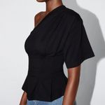NWOT Khy One Shoulder Cinching Tee in Black Photo 1