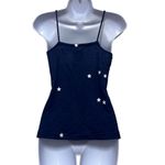 Chaser Navy Blue White Stars Patriotic Button Front Tank Top Cami Medium NWT Photo 1