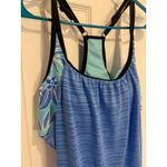 ZeroXposur Swim Tank Top Shelf Bra Floral Blue Striped Swimwear Medium Photo 1