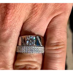 Boutique Sparkly Triple Row Eternity‎ Ring | 14k White Gold Plated Sterling Silver Photo 12