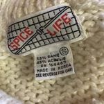 Vintage 80s Hand Knit Turtleneck Sweater | Cream Cable Knit Cottagecore Size M Photo 2