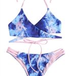 Zaful Tie dye ribbed ladder strap wrap bikini Photo 4