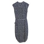 Banana Republic  Striped Midi Dress V-Neck Curved  Hem Pockets Navy White‎ Photo 3
