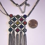 Boho Silver Tone Colorful Beaded Boho Fringe Tassel Pendant Necklace Photo 2
