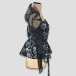 Disney Vintage NYC Cheshire Cat Blouse Black White Medium Photo 2