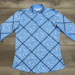 SanSoleil Solshine 1/4 Zip Mock Long Sleeve Golf Top Blue Print Size Small Photo 1
