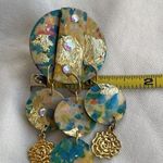 Vintage Blue Polymer Clay Women’s Gold Tone Western Stones Chandelier Earrings Green Photo 2