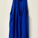 ALC Frank A.L.C. 100% Silk Sleeveless Keyhole Neck Halter Blouse Top Cobalt Blue Women's M Photo 0