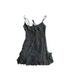 Reformation  Fraise Black Polka Dot Mini Dress Spaghetti Strap Tie Front Smocked Photo 4