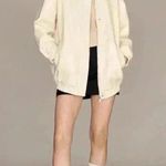 Anthropologie Maeve by ivory women's Oversized Faux Leather Bomber Jacket size L Photo 3