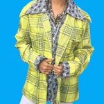 Yellow Plaid Two Piece Jacket With Geometric Lining Size undefined Photo 1