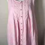 Free People  Linen Cotton Blend Pink Button Front Pinafore Dress L Photo 0
