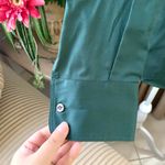 ZARA Asymmetric Poplin Button Up Long Sleeve Shirt in Duck Green Photo 5