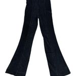 Free People Velour Black Ribbed Flare Legging Pants Edgy Boho Glam Lounge Luxe Photo 1