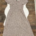 Who What Wear NWT Pink/Black Mini Leaves Puff Sleeve Smocked Dress Photo 7