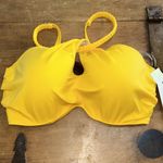 Shade & Shore Women's Halter Neck Braided Strap Underwire Bikini Top Yellow 36D Photo 3