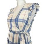 Old Navy Faux Wrap Plaid Midi Dress Ruffle Sleeve Tiered Preppy Summer, Size M Photo 4