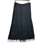 Soft Surroundings  Women Maxi Skirt PL Black Tiered Fringe Boho Festival Artwear Photo 1